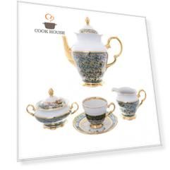 Кофейный сервиз сервиз Sterne porcelan Зеленый лист 6 персон 17 предметов