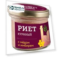 Риет Медовый дом ферма Куриный с медом и имбирем 100г