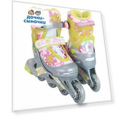 Коньки Action Sport Роликовые, цвет: салатовый