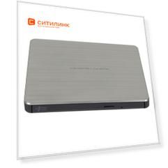 Оптический привод DVD-RW LG GP60NS60, внешний, USB, серебристый + черный, Ret