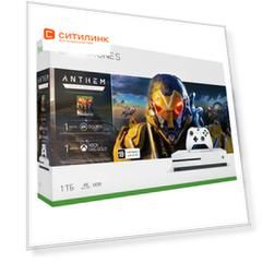 Игровая консоль MICROSOFT Xbox One S с 1ТБ памяти, игрой Anthem Legion of Down Edition (код для загрузки), белый