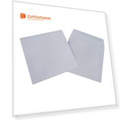 Упаковка конвертов БЮРОКРАТ 201060, CD, 125x125мм, клеевой слой, белый