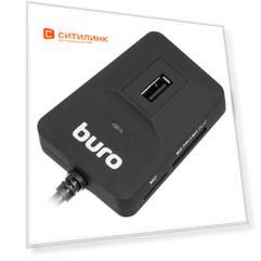 Картридер внешний Buro BU-CR/HUB3-U2.0-0688, черный