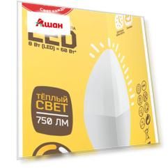 Лампа cветодиодная АШАН Красная птица Свеча 8W Е14 теплый, 1 шт