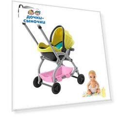 Игровой набор Barbie Игра с малышом малыш и желтая коляска 7 см