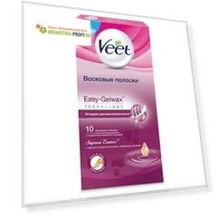 Восковые полоски Veet с ароматом бархатной розы и эфирными маслами Easy Gel-wax