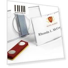 Бейдж Durable Convex горизонтальный 75x40мм магнитный 25шт 812319