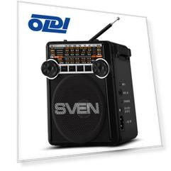 Радиоприемник SVEN SRP-355 черный 3 Вт, FM/AM/SW, USB, SD/microSD, фонарь, встроенный аккумулятор