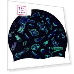 Шапочка для плавания детская Speedo Slogan Cap Jr, арт. 8-08386F296, черный, силикон