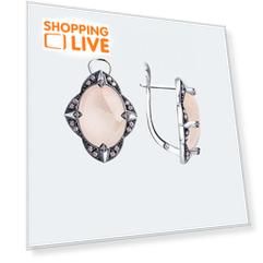 Серьги из серебра с розовым кварцем Diamant