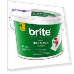 Краска BRITE PROFESSIONAL фасадная белая матовая база А, ведро 2,7 л