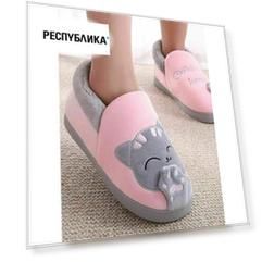 Тапочки Funfur Кот розовый с задником 36-37 серый