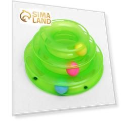 Игровой комплекс для кошек с 3 шариками, 24,5 х 24,5 х 13 см, картонная коробка, микс цветов