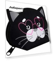 Кошелёк силиконовый "Черный кот в очках", 10х7х5.5 см. (54269)