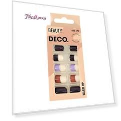 Набор накладных ногтей DECO. WARM UP choco 24 шт + клеевые стикеры 24 шт