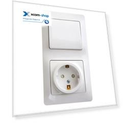 Блок Schneider Electric GSL000170 розетка с/з со шторками и 1-кл. выключатель белый