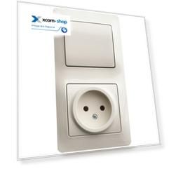 Блок Schneider Electric GSL000270 розетка с/з со шторками и 1-кл. выключатель беж