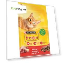 Friskies / Сухой корм Фрискис для кошек с Мясом Курицей и Печенью