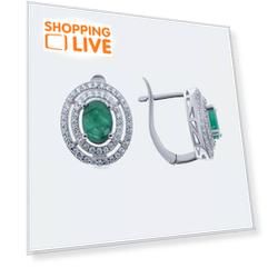 Серьги с изумрудом овальной формы Teosa