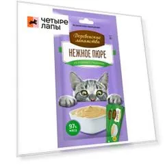 Деревенские лакомства Лакомство Нежное пюре из курицы (4 шт., 40 гр.) для кошек