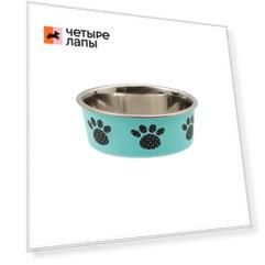 Petmax Миска металлическая с лапками тяжелое прорезиненное дно 12см