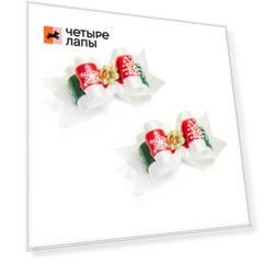 Petmax Бантик красно-белый снежинки 2шт