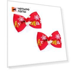 Petmax бантик красный со снеговиком 2шт