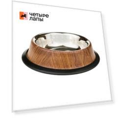 Petmax Миска для кошек металл дерево резиновое основание 240мл