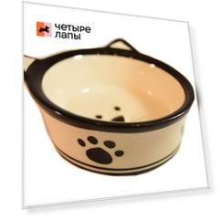 Petmax Миска с ушками 11см белая керамика
