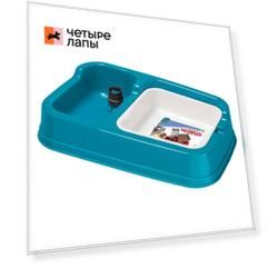 Georplast Миска с автопоилкой для кошек и собак, 34х20,5 см, синяя
