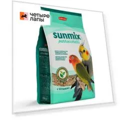 Padovan Sunmix Parrocchetti корм комплексный/основной для средних попугаев, 750г