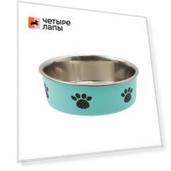 Petmax Миска металлическая с лапками тяжелое прорезиненное дно 16см
