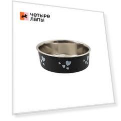 Petmax Миска металлическая с рисунком тяжелое прорезиненное дно 16см