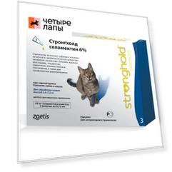 Zoetis Стронгхолд капли на холку для кошек весом до 7,5 кг от блох и гельминтов, 3 пипетки