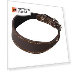 Каскад Ошейник для собак кожаный, обхват шеи 32-41 см, ширина 3 см, коричневый