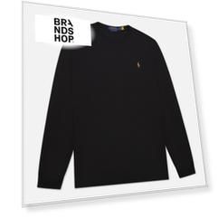 Мужской лонгслив Polo Ralph Lauren Custom Slim Fit Interlock, цвет чёрный, размер S