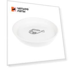 Petmax Миска для кошек с рыбкой 15см белая керамика