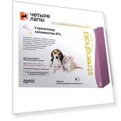 Zoetis Стронгхолд капли на холку для кошек и собак до 2,5 кг от блох и гельминтов, 3 пипетки