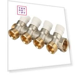 Коллектор STOUT распределительный 3/4'' на 4 выхода 3/4''ЕК (SMB 6851 343404)