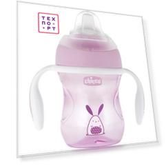 Поильник Chicco Transition Cup (силиконовый носик), 1 шт , 4 мес+, 200 мл, розовый, 340624011