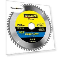 STAYER Super line 250 x 30мм 60Т, диск пильный по дереву, точный рез, 3682-250-30-60