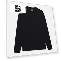Мужской лонгслив Polo Ralph Lauren Custom Fit Embroidered Pony, цвет чёрный, размер XL