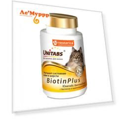 Unitabs BiotinPlus Витамины для кошек (с биотином и таурином), 120 таблеток