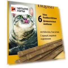 Edel Cat лакомство для кошек, колбаски курица/индейка/дрожжи 6 шт, пак. 30 г