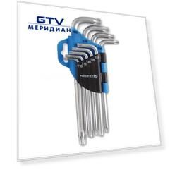 Ключи шестигранные TORX, 9шт, сталь CrV