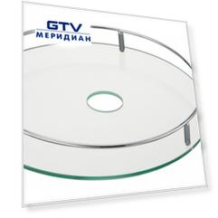 Полка стеклянная с рейлингом d-350 для трубы d-50 (060714), хром