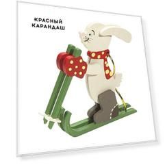 Игрушка деревянная "IDH Center" Зайчик на лыжах 3020