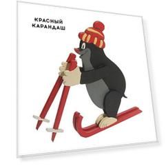 Игрушка деревянная "IDH Center" Кротик на лыжах 9005