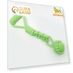 Игрушка канатная плетеная с ручкой, до 38 см, до 180 г, шар 7 см, салатовая