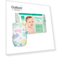 Offspring подгузники, S 3-6 кг. 48 шт. расцветка Динозавры